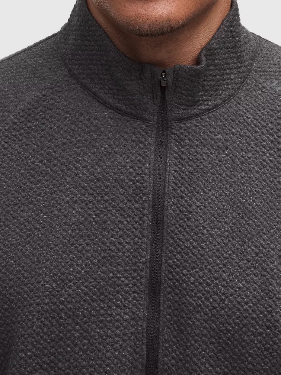 #15 Lulumen Athletica Men's Half Zip Textured Mock Neck Sweater - Charcoal M